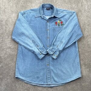 Outrageous Sports Mens Denim Shirt Size M Cardinals Embroidered LS Button Up